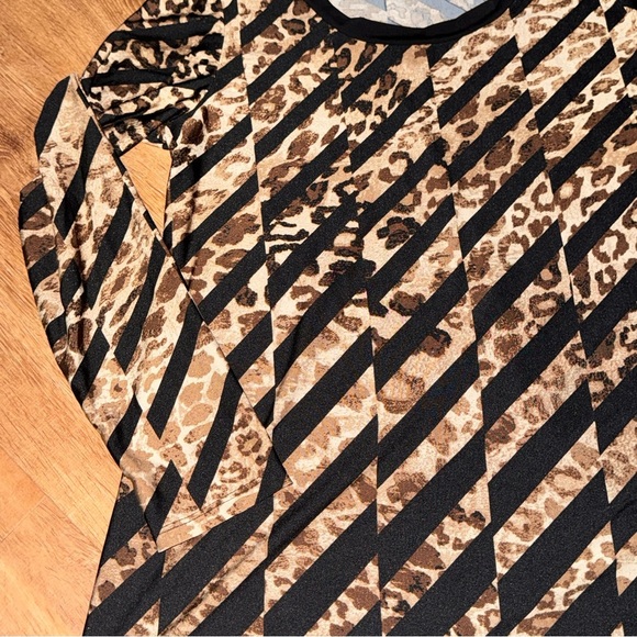 Allison Taylor Tunic Women’s L Top Black Brown Leopard  Asymmetrical Hem Y2K NWT - Picture 5 of 12